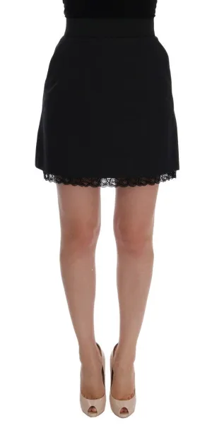 Black Cotton Lace Skirt