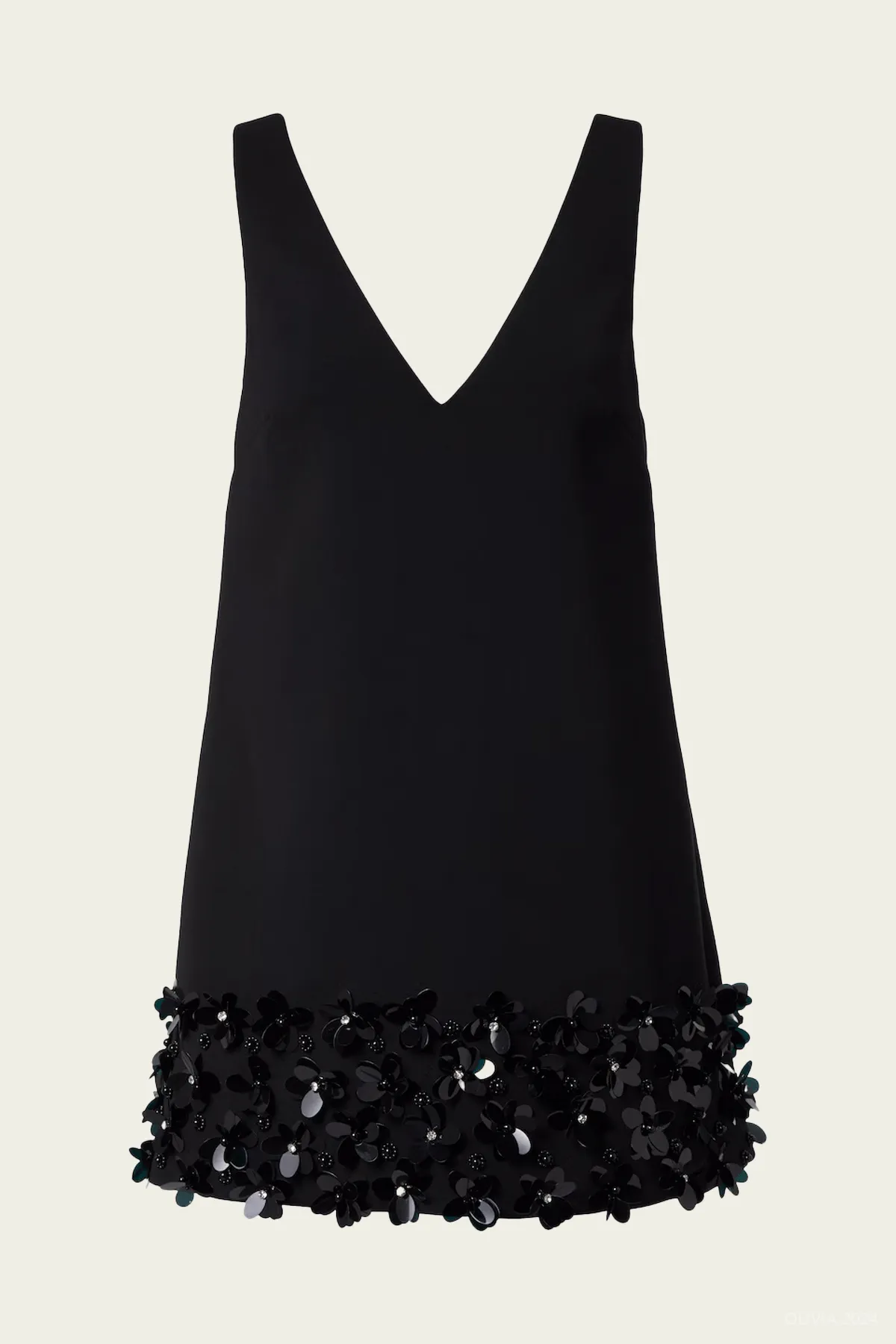 Black Crepe 3D Sequin Mini Dress