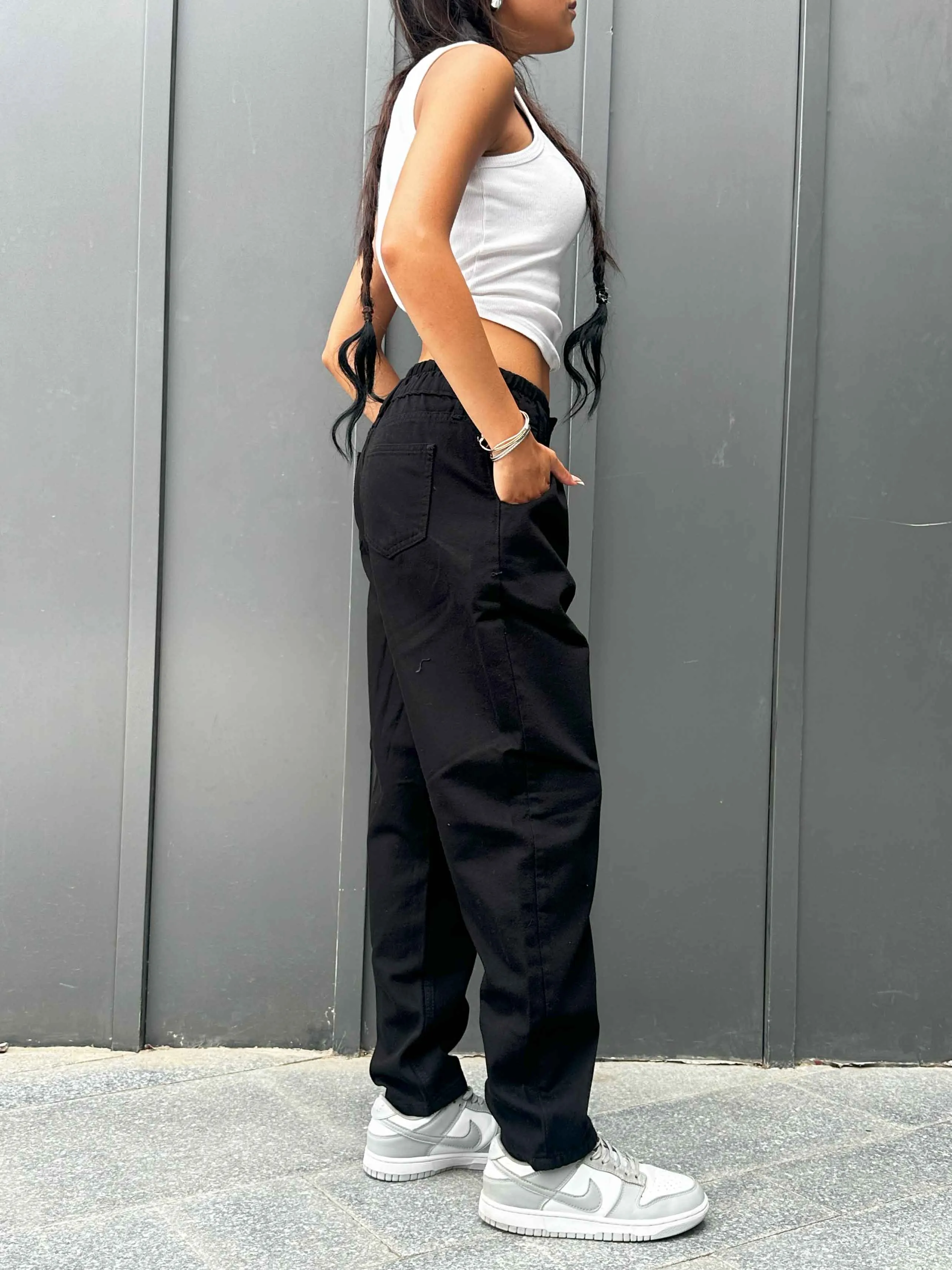 Black Paper Bag Boyfriend Jeans.