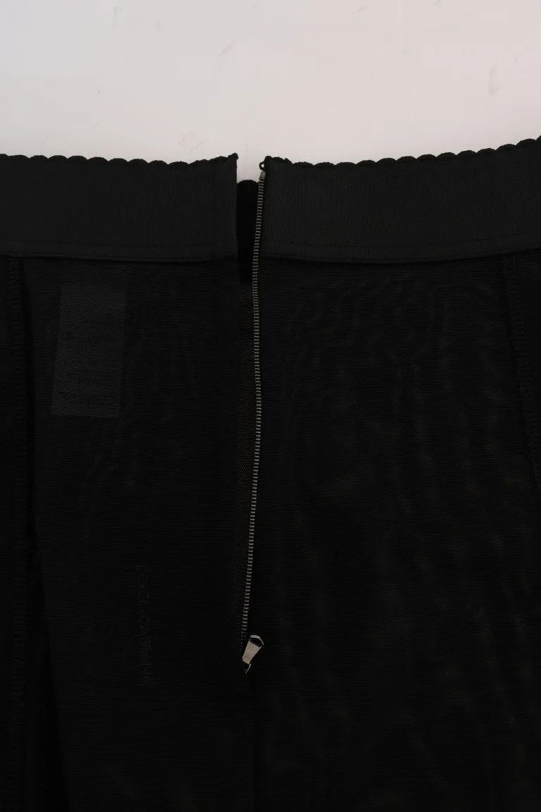 Black Stretch Straight Pencil Skirt