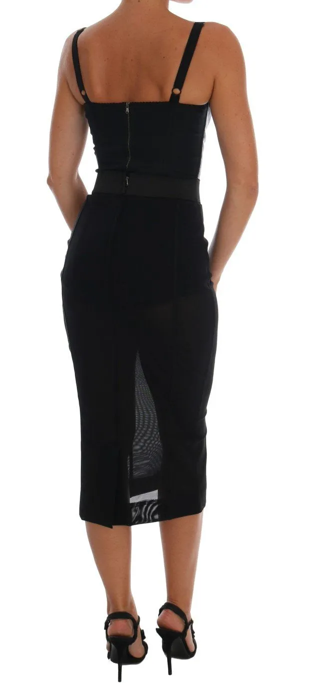 Black Stretch Straight Pencil Skirt