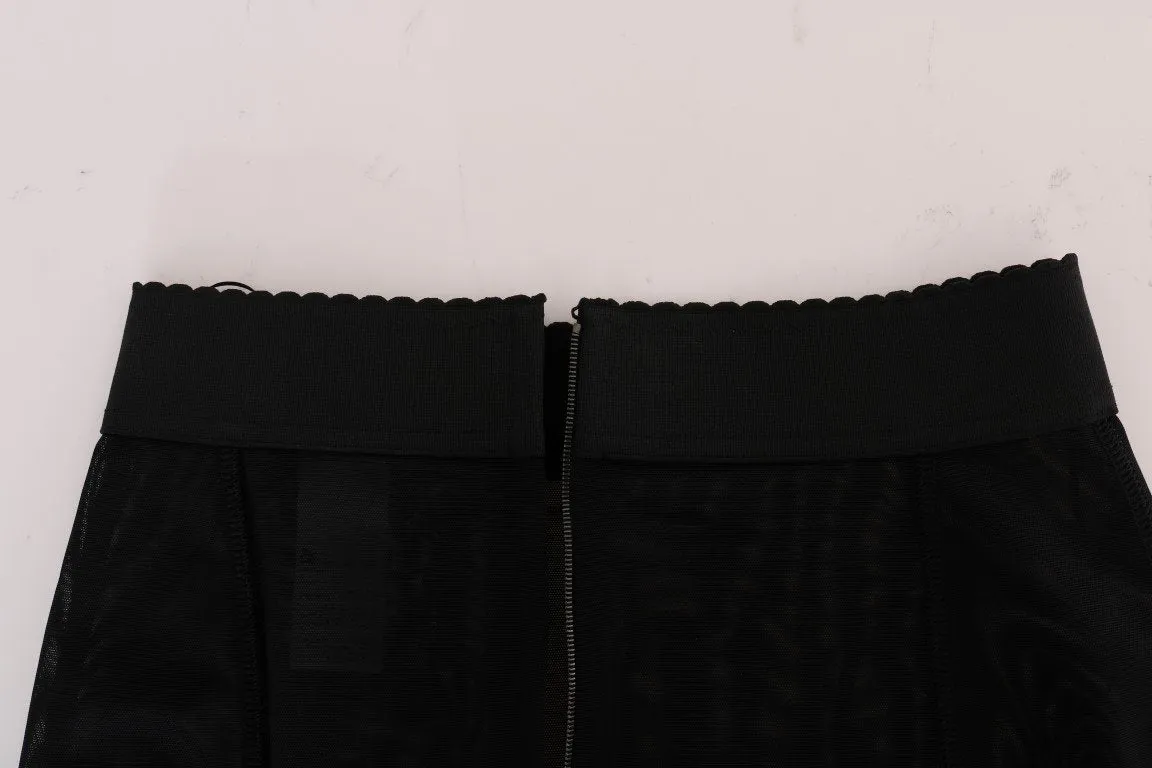 Black Stretch Straight Pencil Skirt