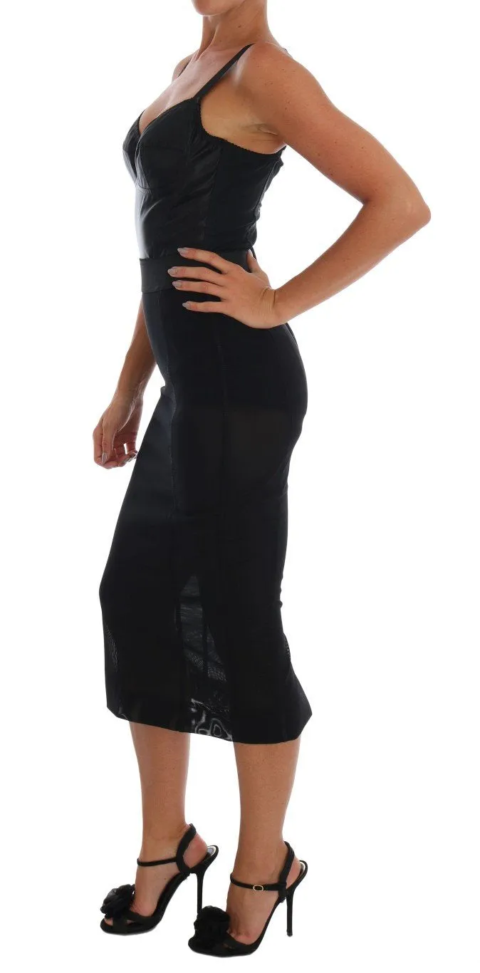 Black Stretch Straight Pencil Skirt