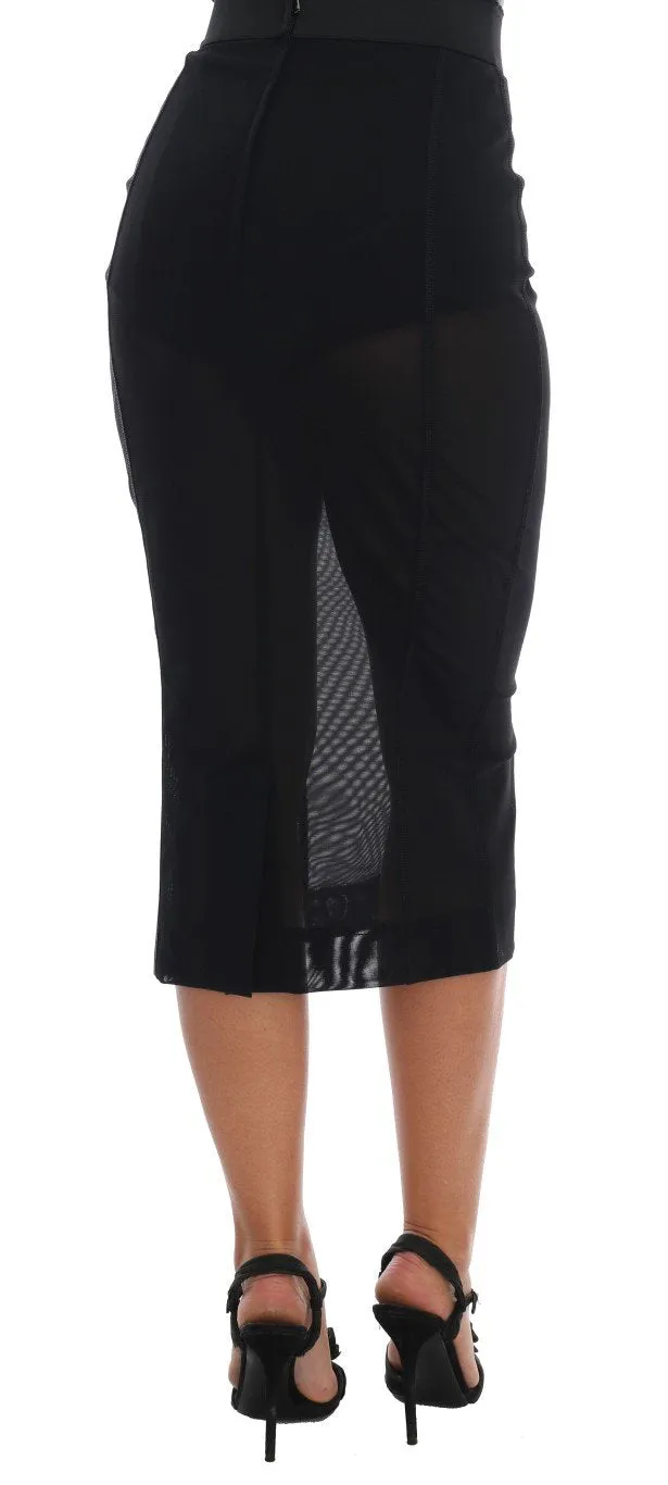 Black Stretch Straight Pencil Skirt