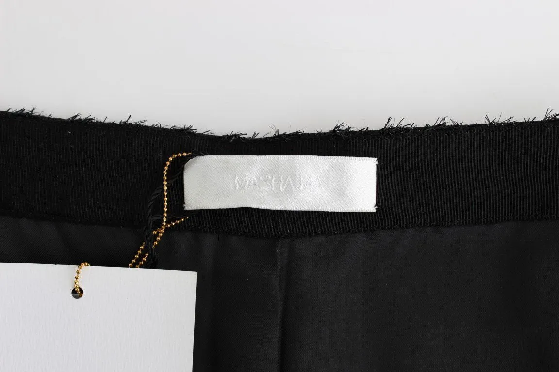 Black Viscose Wool Pencil Skirt