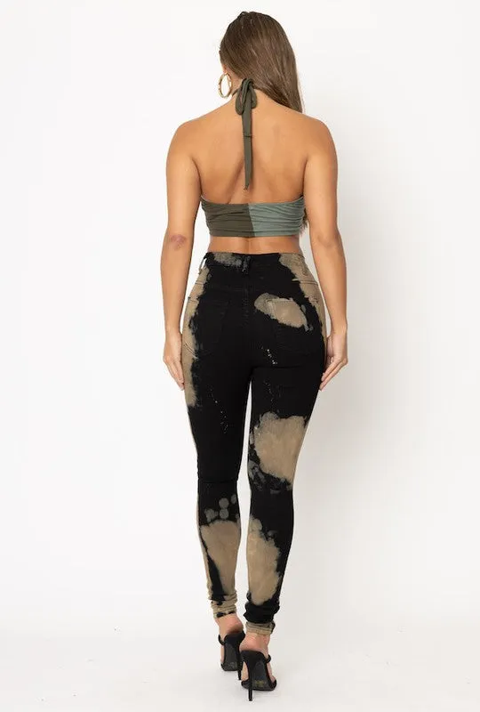 Bleach Skinny Jean in Black