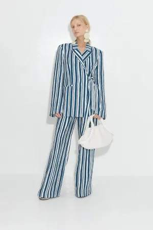 Bloo Linen Pant | Ink/Macadamia Stripe