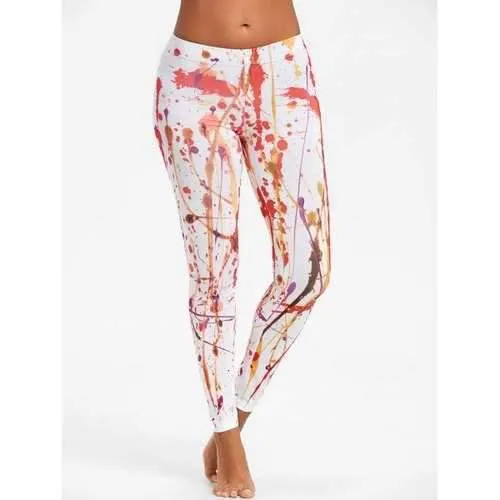 Blood Splatter Painting Leggings - Orange L