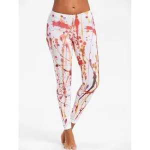 Blood Splatter Painting Leggings - Orange L