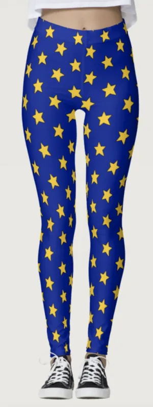 Blue & Yellow Star Leggings