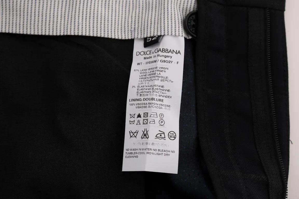 Blue Check Wool Stretch Pants