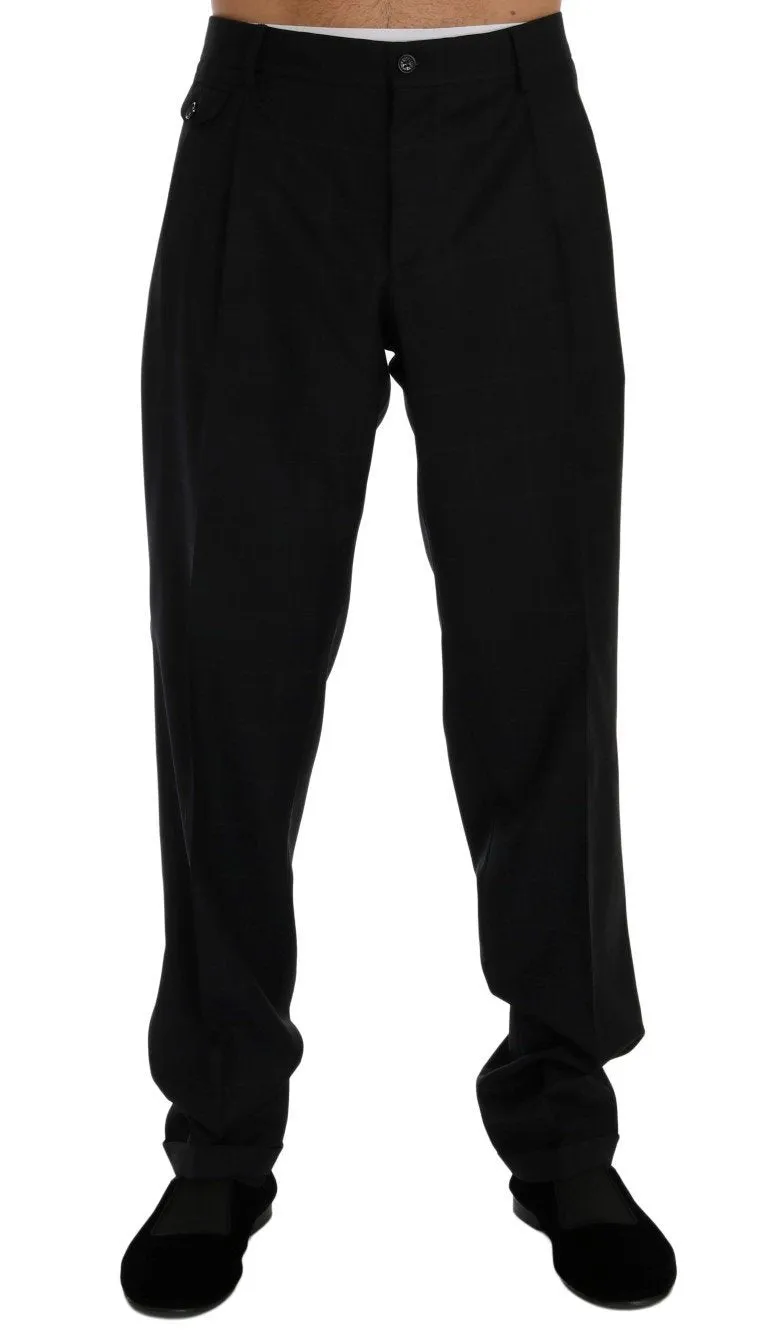 Blue Check Wool Stretch Pants