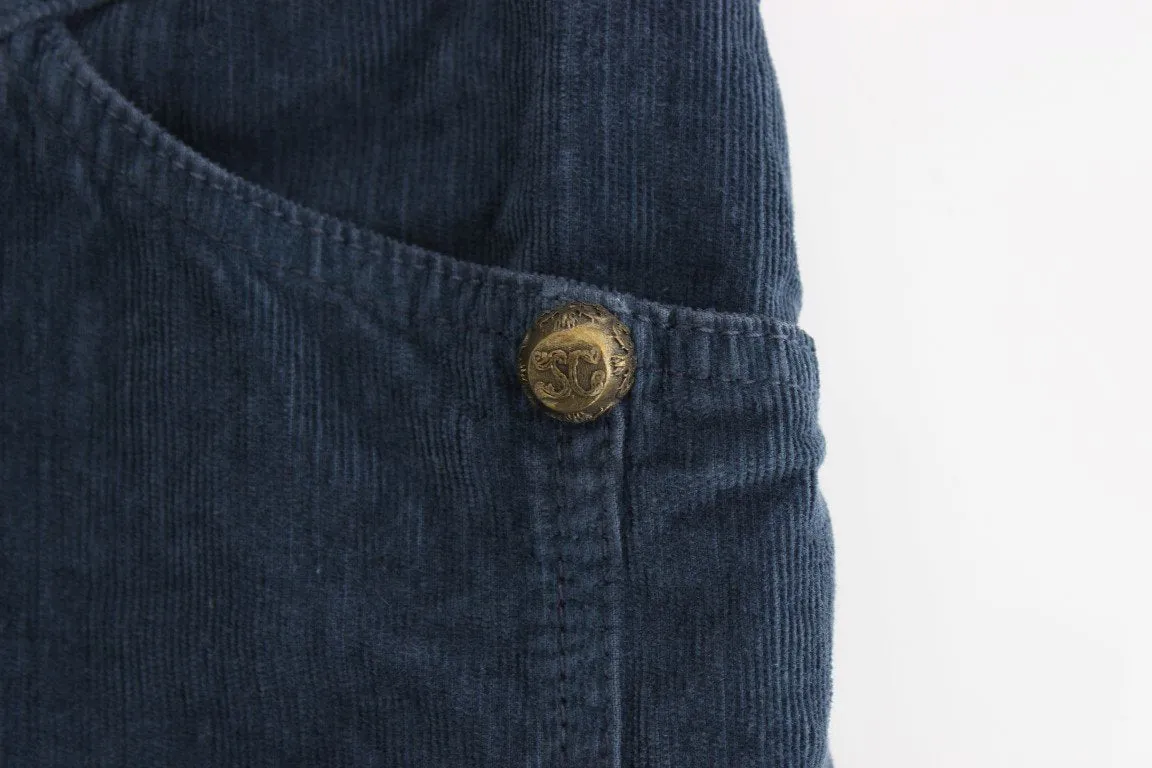 Blue corduroy pencil skirt