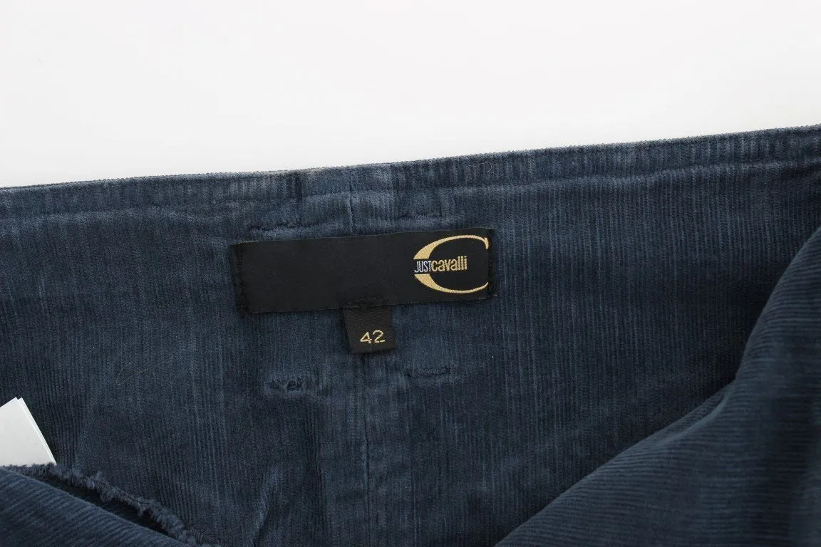 Blue corduroy pencil skirt
