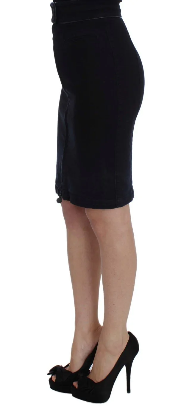 Blue Cotton Denim Pencil Skirt