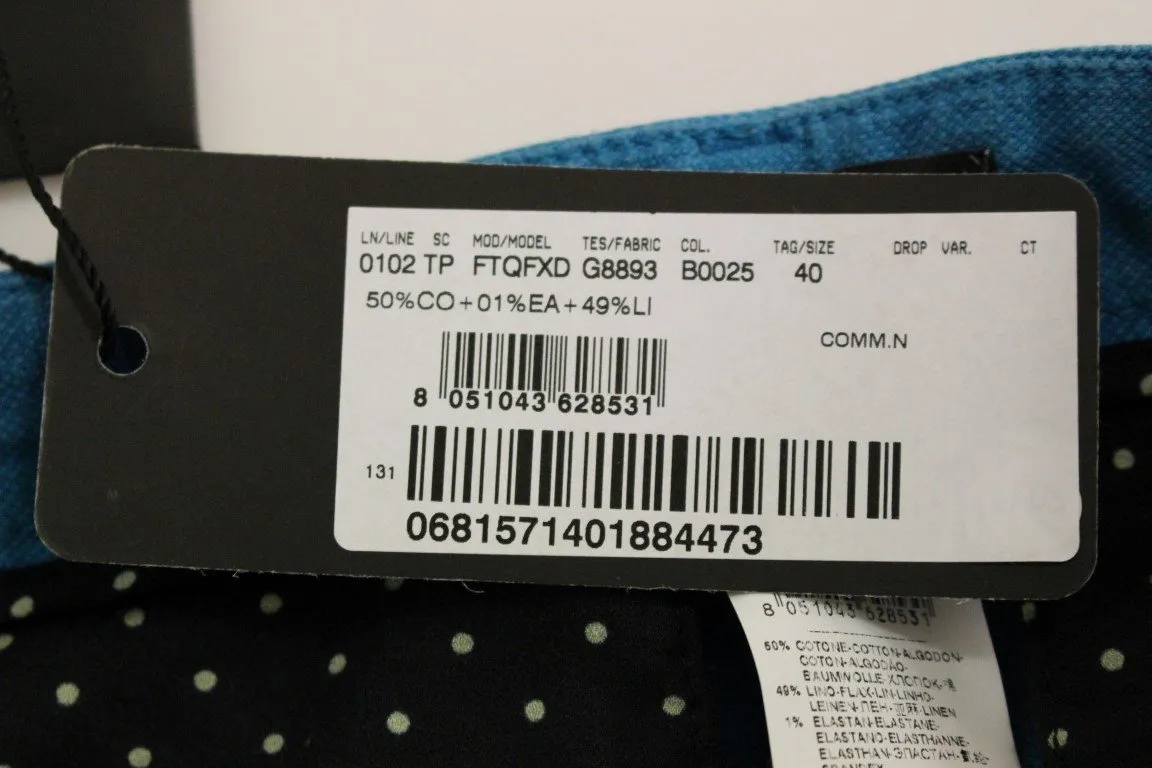 Blue Cotton Logo Thin Casual Pants