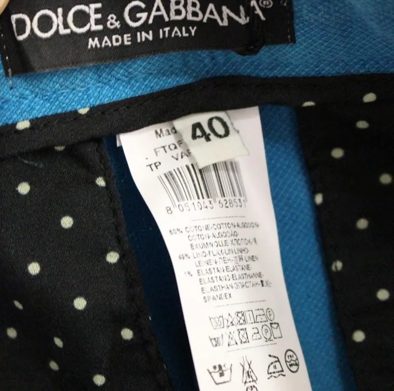 Blue Cotton Logo Thin Casual Pants