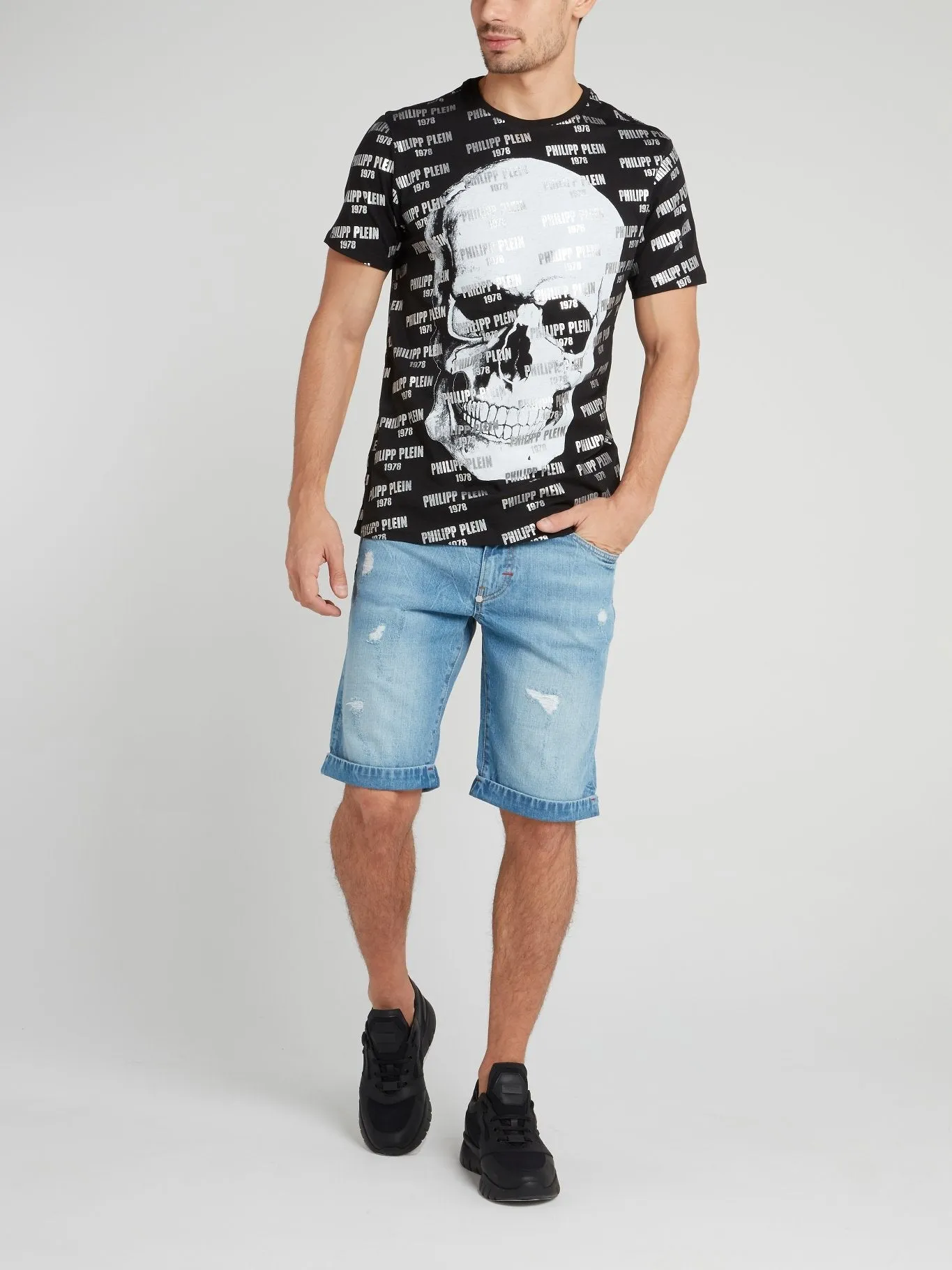 Blue Distressed Denim Shorts