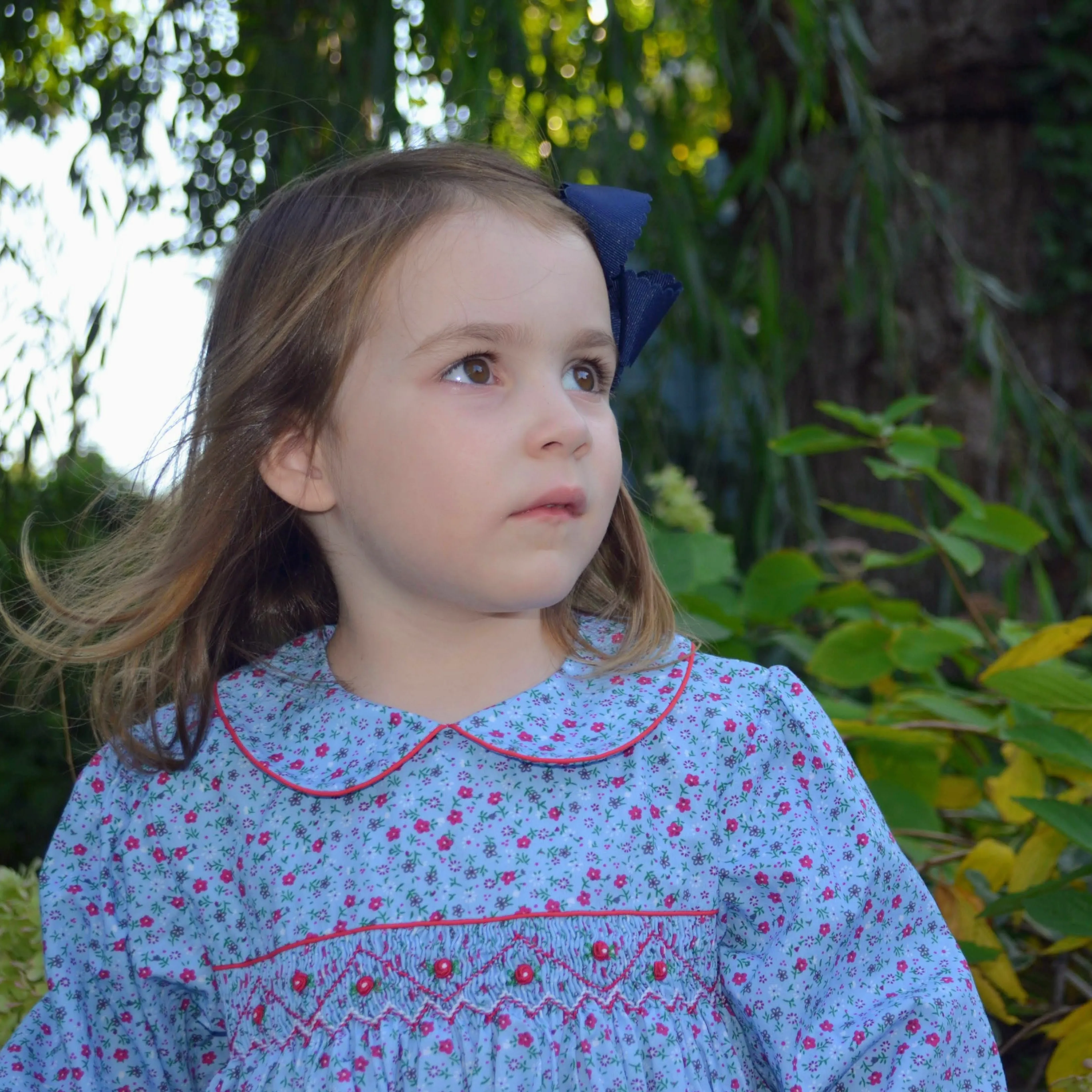 Blue Floral Smocked Dress