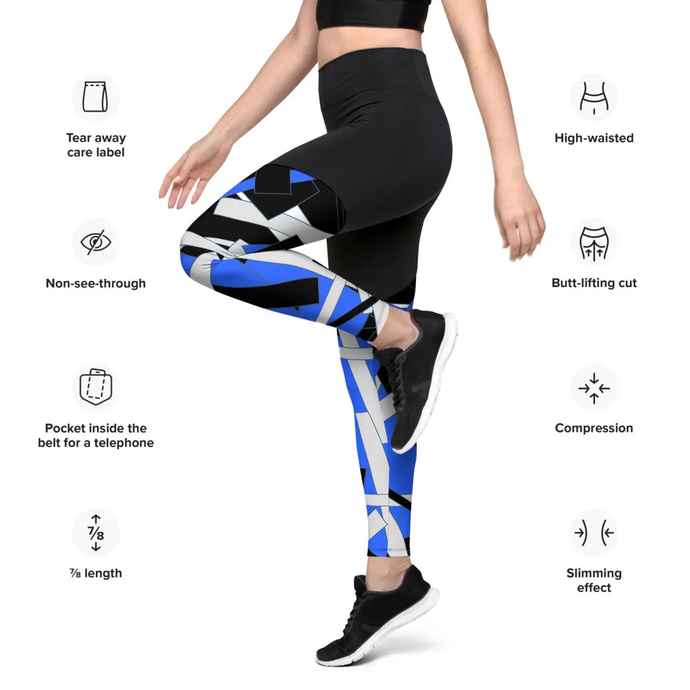 Blue Geometric Sports Leggings