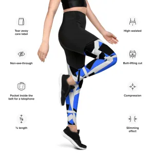 Blue Geometric Sports Leggings