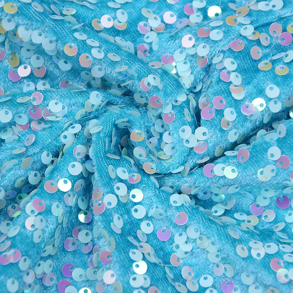 Blue One Shoulder Backless Sequin Midi Dress