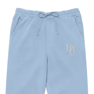 Blue pigment-dyed sweatpants-jersey lined pockets