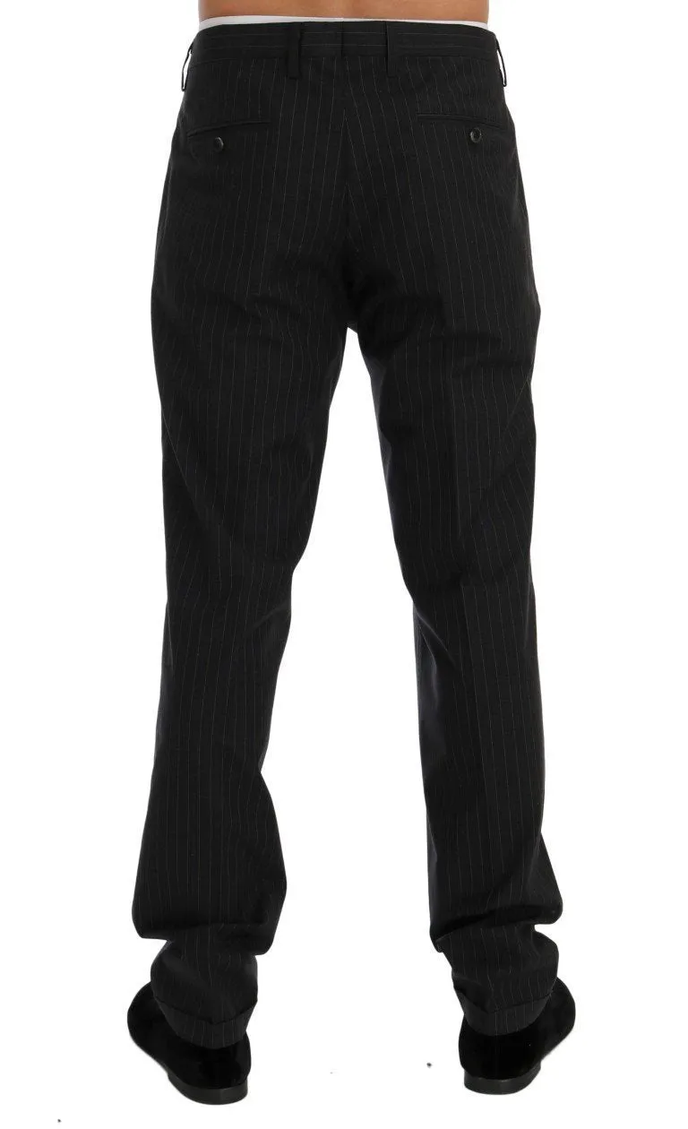 Blue Striped Cotton Formal Pants