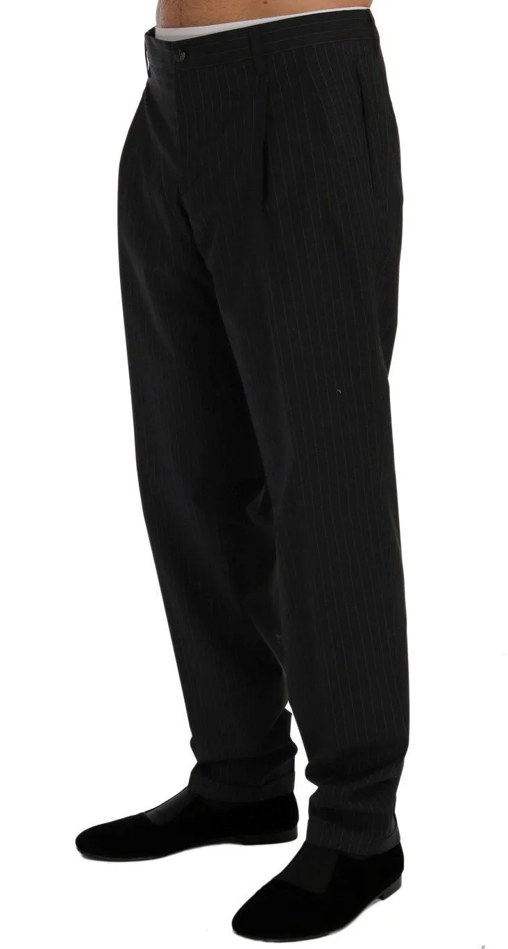 Blue Striped Cotton Formal Pants