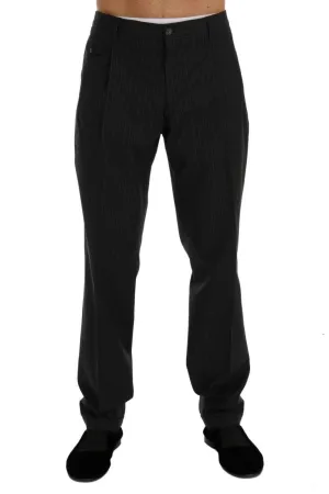 Blue Striped Cotton Formal Pants