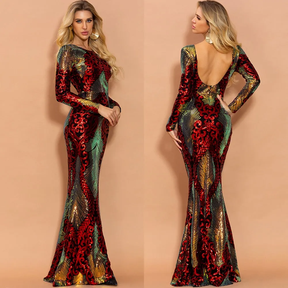 Bodycon Maxi Multi Evening Party Dress