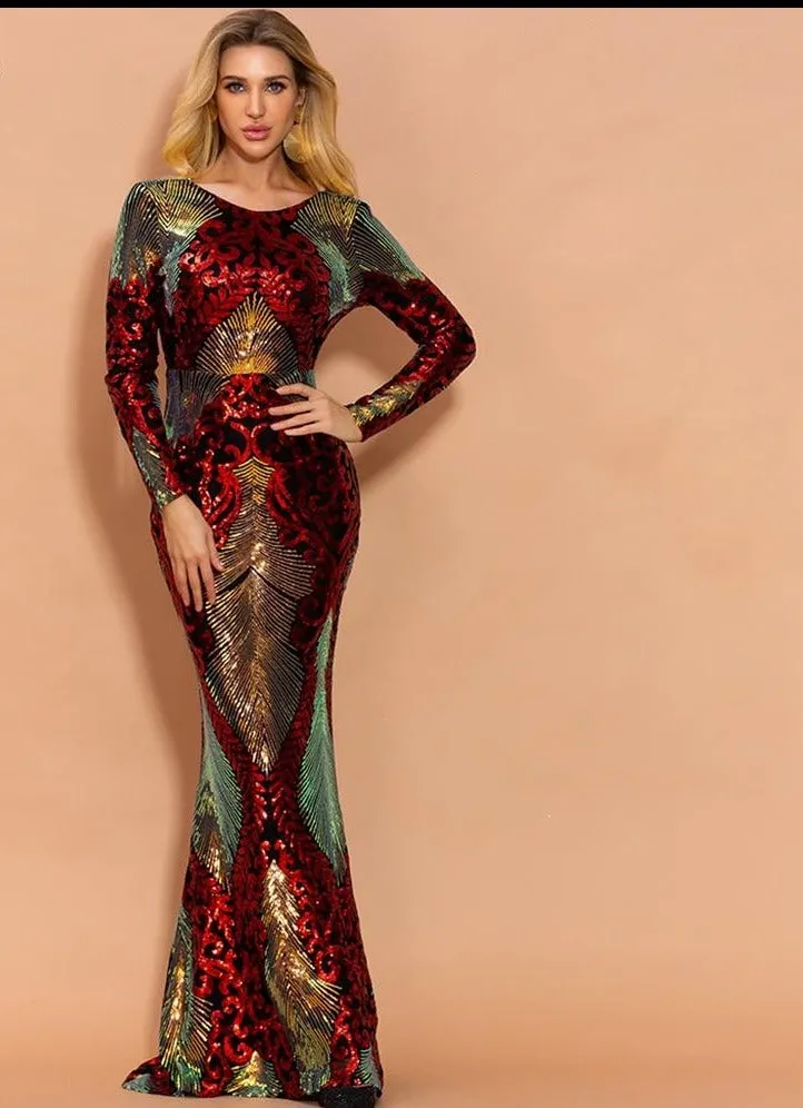 Bodycon Maxi Multi Evening Party Dress