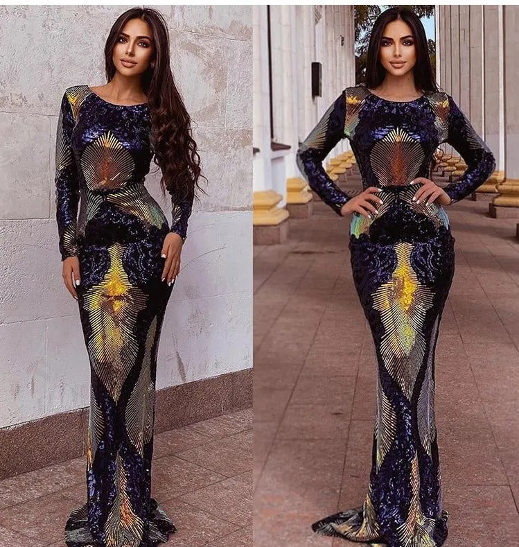 Bodycon Maxi Multi Evening Party Dress