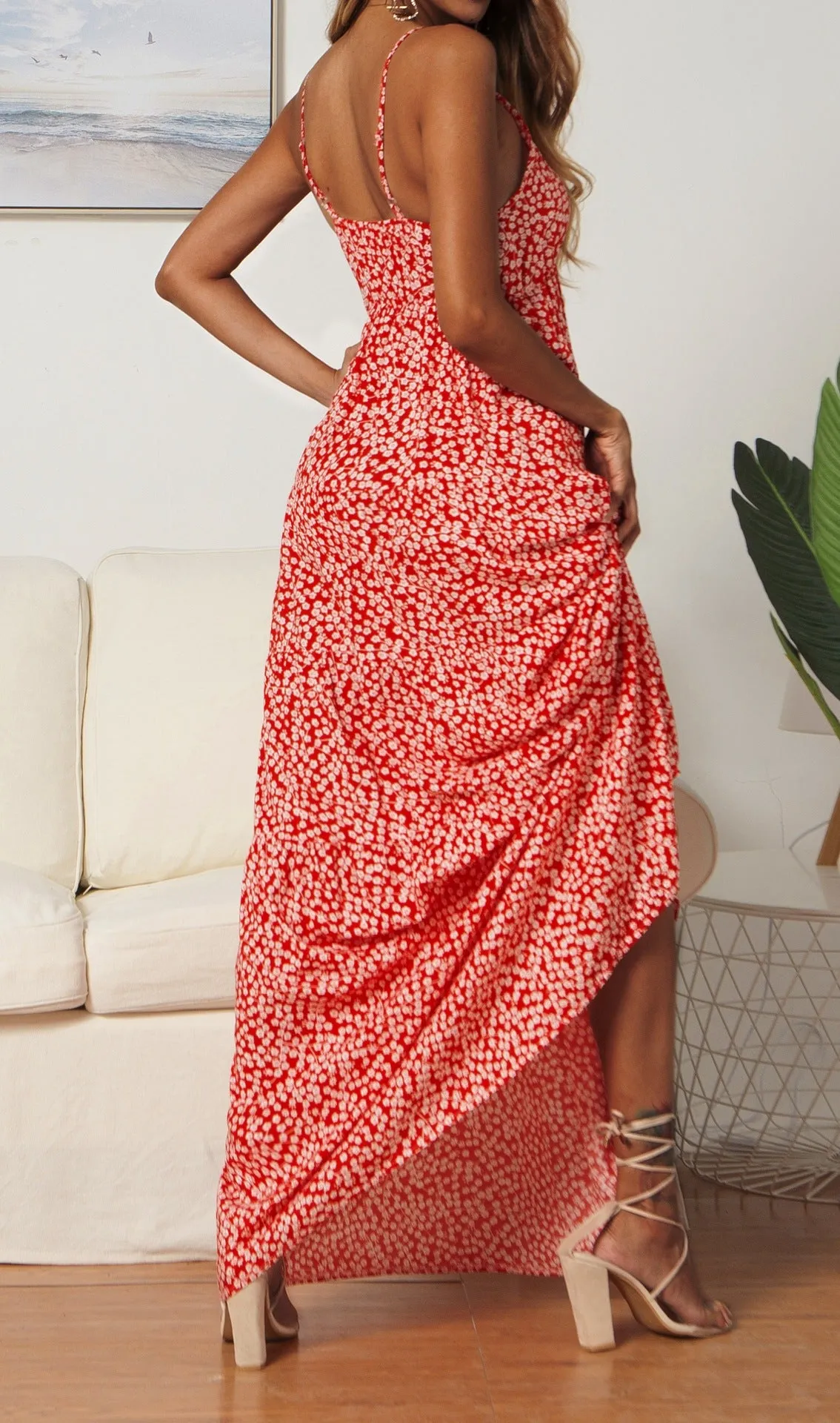 Bohemian Boho Suspenders V-neck Floral Maxi Dresses