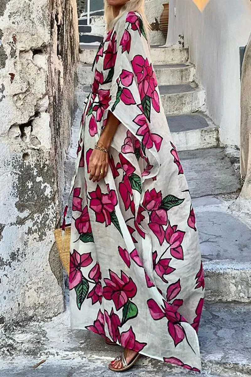 Bohemian Floral Frenulum O Neck Dresses