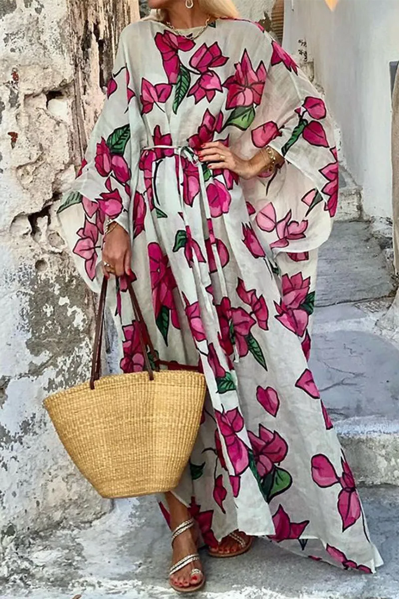 Bohemian Floral Frenulum O Neck Dresses