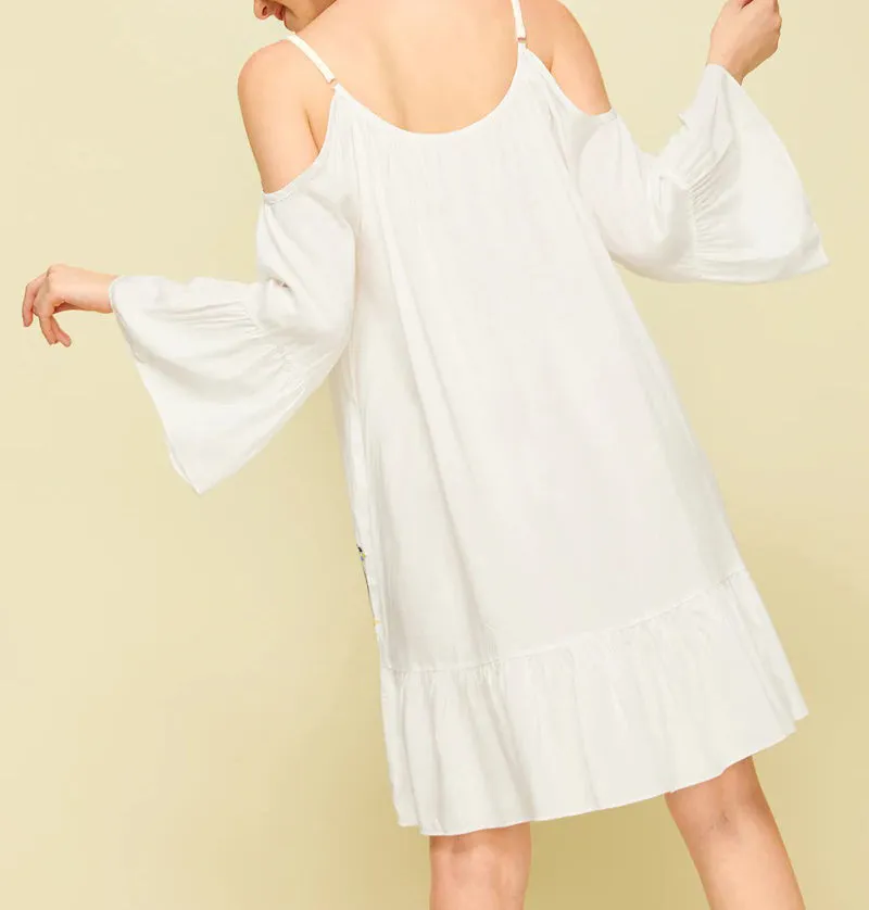 Bohemian Holiday Sling Strapless Embroidered Dress