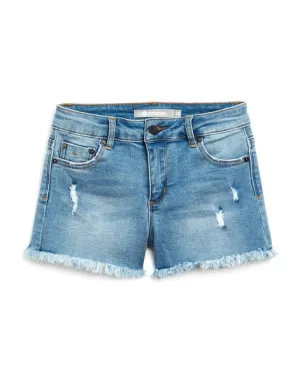 BRITTANY FRAY HEM DESTRUCTED DENIM SHORT