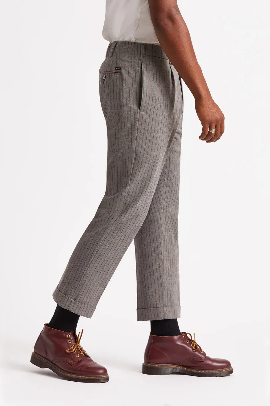 BRIXTON REGENT TROUSER RESERVE PANT HEATHER GREY/DARK BRICK STRIPE