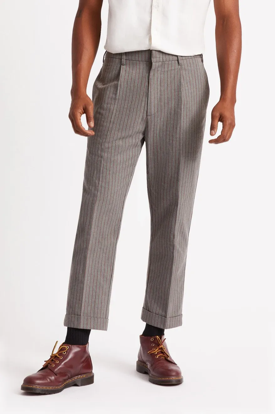 BRIXTON REGENT TROUSER RESERVE PANT HEATHER GREY/DARK BRICK STRIPE