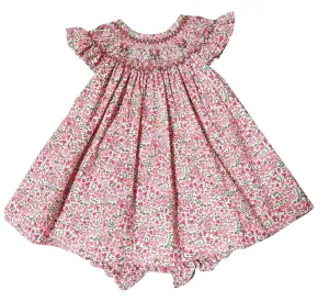Brooke Floral Print Girl's Hand Smocked bishop Dress
