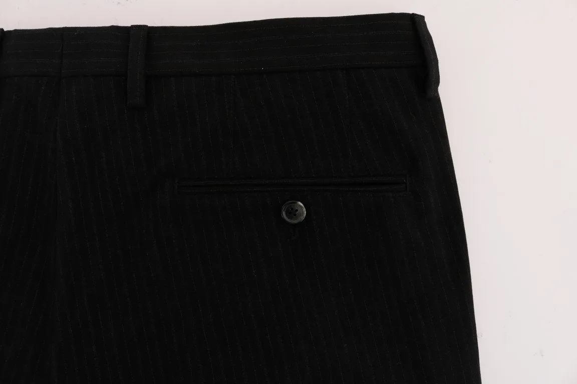 Brown Striped Cotton Dress Formal Pants