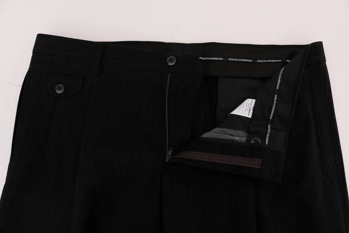Brown Striped Cotton Dress Formal Pants