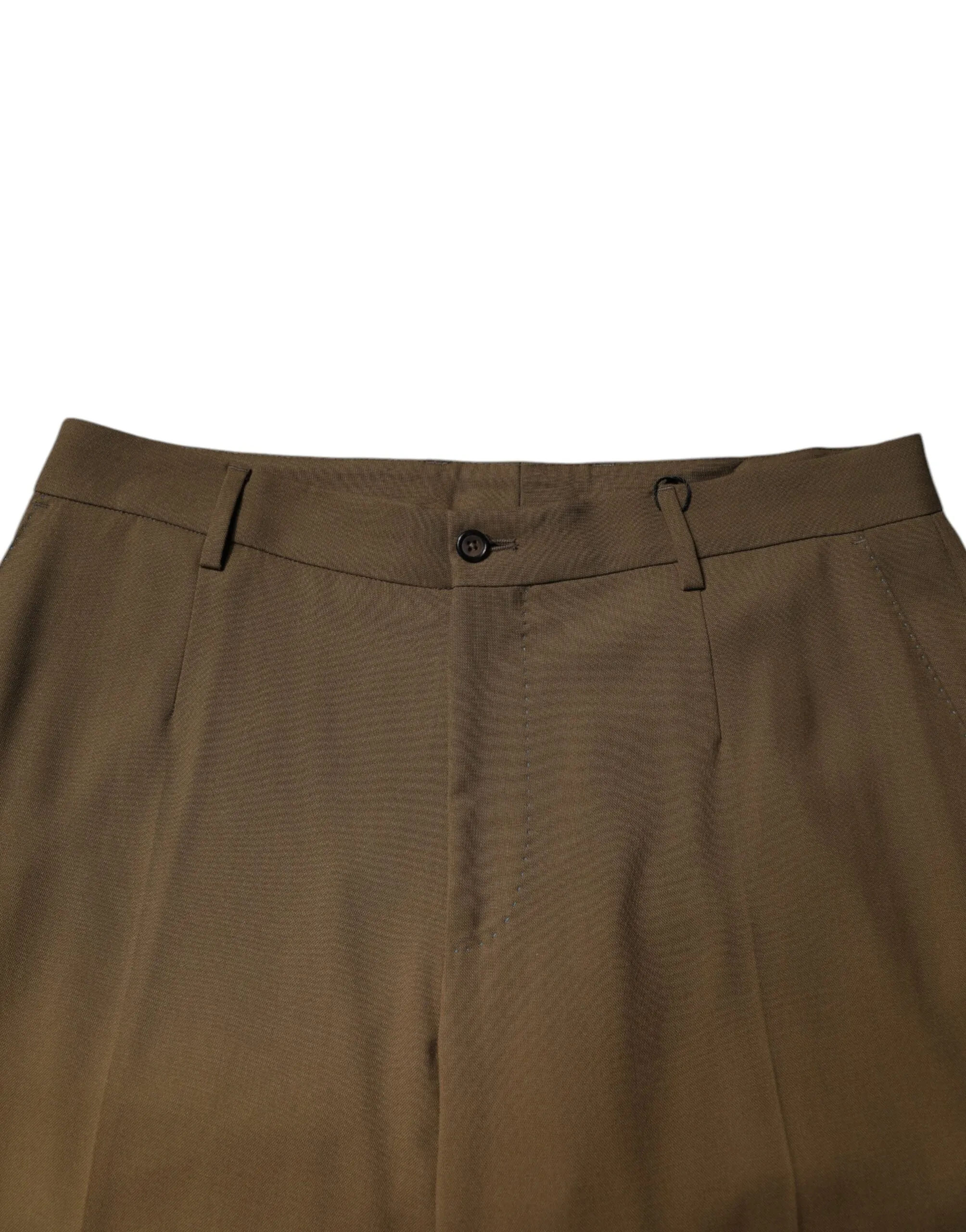 Brown Wool Straight Formal Dress Pants