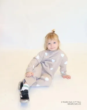 Brunette The Label "All Over Hearts" Jogger - Oyster
