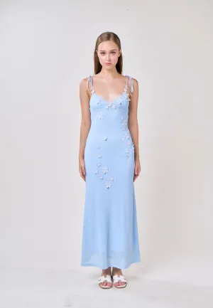Brynlee Blue V-Neck Selftie Knitted Maxi Dress