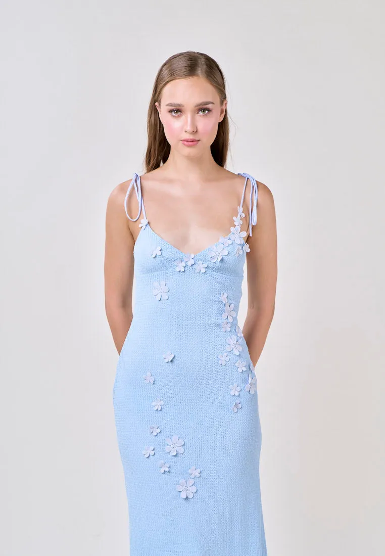 Brynlee Blue V-Neck Selftie Knitted Maxi Dress