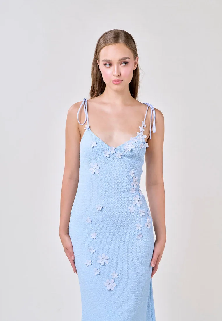 Brynlee Blue V-Neck Selftie Knitted Maxi Dress