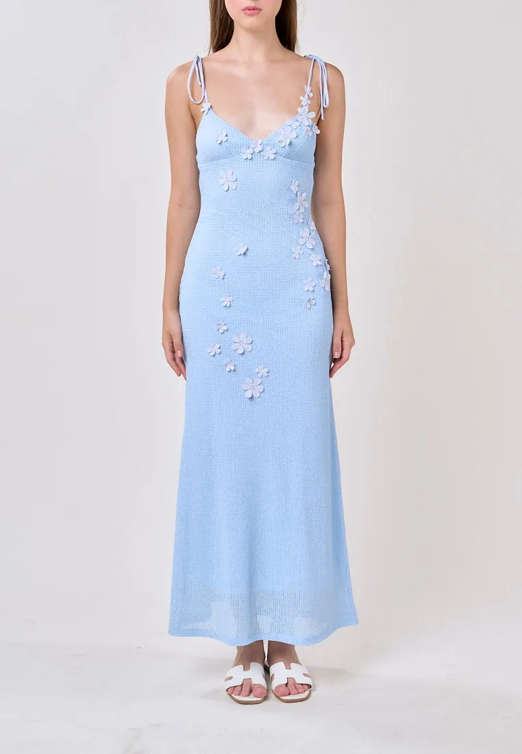 Brynlee Blue V-Neck Selftie Knitted Maxi Dress