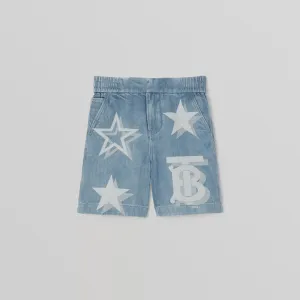 Burberry TB Star Print Japanese Denim Shorts